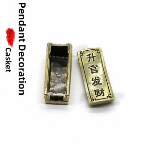 Handmade Pure Brass Miniature Coffin Ornament Craftwork Solid Brass Keychain Pendant Openable Cover Trendy Home Decoration