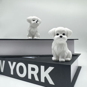 1Pcs 3D Printing Lively White Maltese Dog Statue Plastic Living Room Bedroom Desktop Office Garden Decoration Animal Lover Gift