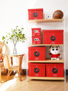 Red Paper Storage Box Office Document Toy Organizer Black White Gift Box for Books Snacks Clothes Clutter Sorting Case