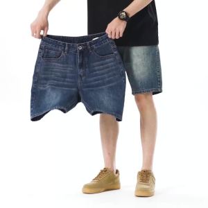 Classic Short Jeans Mens Baggy Vintage Denim Shorts Summer Cool Korean Fashion Streetwear Casual Loose Wide Leg Short Pants