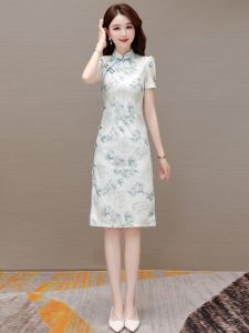 MAIMEI | Young Womens New Style Qipao Dress Elegant High Waist A-Line Skirt Short Sleeve Summer Fashion Korean Commute High Quality