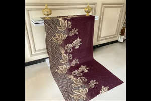 Kain Batik Meteran Katun Burgundy Ungu Premium Jarik Panjang Pekalongan Motif Modern Kekinian Elegan