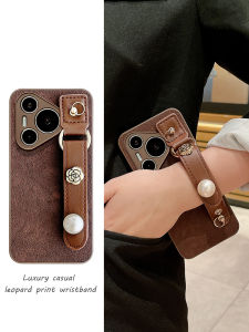 Huawei P80Pro Phone Case Pearl Strap Womens Style Tea Flower Full Lens Protection Anti-Fall Soft Silicone Shell Fashion Luxurious