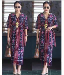 Dress tenun terbaru free belt tenun
