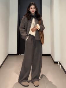 High Waist Wide Leg Pants Womens Lazy Comfortable Casual Scythe Pants Straight Tube Loose Fit Trousers for Pear Shaped Body