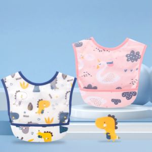 Yếm chống thấm bản to mềm mại họa tiết đáng yêu yếm dãi yếm ăn dặm có nút bấm sau gáy cho bé-HAUSE