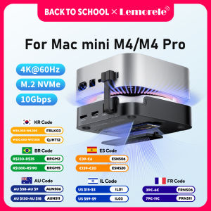 Lemorele | Lemorele 9 Port Docking Station for Mac Mini M4 /M4Pro USB HUB HDMI DP 4K 60Hz M.2 NVMe SSD Slot 10Gbps TF/SD 3.0 Dock Stand