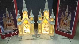 #038 Christmas Holy Family Church LED Nativity Water Glitter Snow Globe