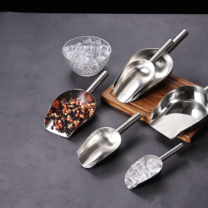 Stainless Steel Ice Scoop Ice Cream Crushed Shovel Candy Sugar Scooper Muti-Use Kitchen Tool Metal Food Scoop
