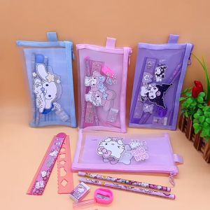 Harga Grosir - Set Alat Tulis 7 in 1 / Pouch Set Alat Tulis Ziplock / Paket Alat Tulis Motif Sanrio