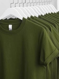 Summer Edition 250g Heavyweight Pure Cotton Vintage American Military Green Short Sleeve T-Shirt Loose Shoulder Casual Top for Both Men And Women