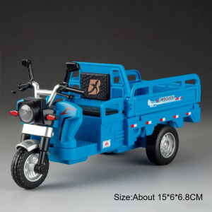 1:15 Scale Alloy Tricycle Model Toy Car Sound Light Pull Back Metal Diecast Transport Vehicles Models Boys Gifts Ornaments