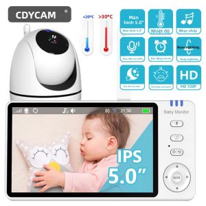 Máy Theo Dõi Trẻ Em Không Dây 5.0 Inch Với Camera Xoay Nghiêng Âm Thanh Hai Chiều Tầm Nhìn Ban Đêm Chức Năng Báo Động VOX Sạc USB Dùng Cho An Ninh Và Trông Trẻ