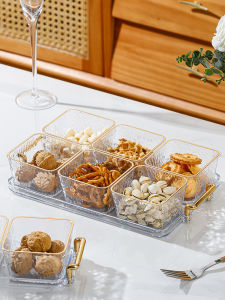 Luxury Acrylic Fruit Tray Trendy Plastic Partitioned Snack Plate KTV Separation Dish Foot Bath Dry Fruit Box Versatile Partition