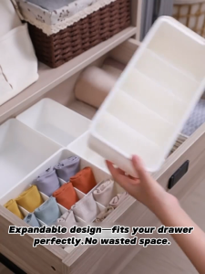 Underwear Storage Box With Divider Expandable Drawer Organizer Box for Bra Sock Panties