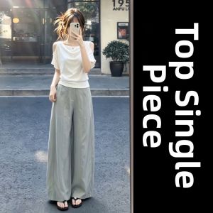 SUSIEYUAN | White Off-Shoulder Short Sleeve Summer Outfit Set