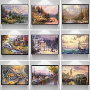 Jigsaw Puzzle 1000PCS-50X70CM Retro European Snow Cityscape Landscape Art Brain Teaser Puzzle Calming Hobby Gift