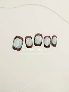 Handmade Kas Short Nail Stickers Wearable White Enhancing Blue Series Premium Feel Gentle Touch Easy to Wear Nail Art Tools