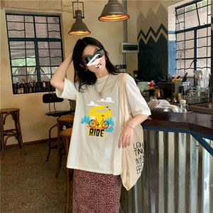 เสื้อยืดแขนสั้นหลวมสไตล์เกาหลีสำหรับผู้หญิงในช่วงฤดูร้อนปี 2024 เสื้อเชิ้ตแขนสั้นทรงหลวมสบาย ๆ สไตล์สตรีท เทรนด์ใหม่