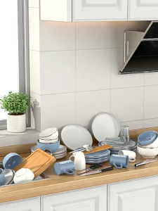 ชั้นวางจาน ห้องครัว ชั้นเก็บของ ติดตั้งฟรีชั้นวางจานสแตนเลส 2ชั้น ที่คว่ำจาน พร้อมถาดรองน้ำทิ้งและท่อนำ สามารถเก็บถ้วยได้ ไม่ต้องติดตั้ง แข็งแรงและทนทาน