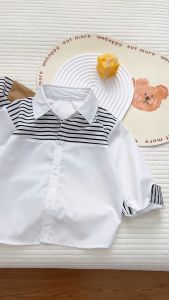 Áo Sơ Mi Cho Bé Áo Sơ Mi Dài Tay Kẻ Ngang Chất Thô  Cho Bé Trai Từ 9-28kg SUMO CITY