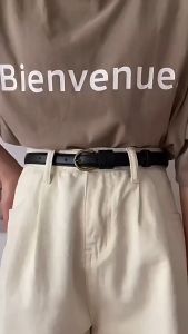 Retro Belt For Women Ins Style Versatile Jeans Belt Gold Buckle Thin Belt Fashion Accessories Tali Pinggang