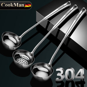 Muôi Canh Inox 304 Sâu Lòng Muôi Thủng Dụng Cụ Thần Thánh Lọc Dầu Canh Cán Dài Gia Dụng Muôi Cách Dầu Bộ Muôi Lẩu