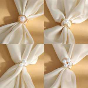 High-Grade Silk Scarves Buckle Small Square Towel Retaining Ring Minimalist Pearl Brooch Easiest for Match Fixed Shawl Buckle Clothes Corner Buckle Luxury Accessories