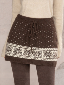 loveheynew | Chân Váy Ngắn Có Dây Đai Họa Tiết Chấm Bi Fair Isle