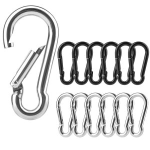 6Pcs 304 Stainless Steel M4 M5 M6 Multifunctional Spring Snap Carabiner Quick Link Lock Ring Hook
