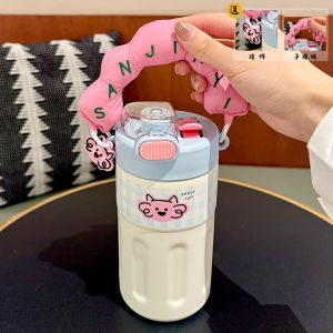 Large Capacity Stainless Steel Insulated Water Bottle Womens New 2024 Stylish Coffee Accompanying Cup with Straw Cute Style