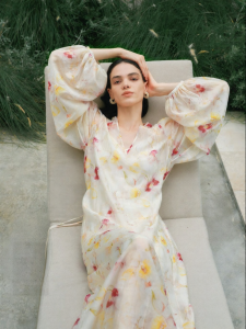 French Romantic Printed Resort Style Dress