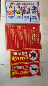Bộ 4 bảng tiêu lệnh nội quy và cấm lửa cấm thuố c. Bộ 4 bảng dán tường chất liệu tôn không rỉ sét
