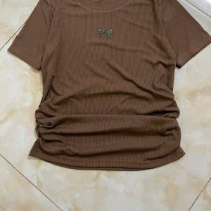 Áo Thun Nữ Babytee Ngắn Tay Dúm Sườn Cườm Nơ Thời Trang Trẻ Trung Dưới 55kg Habis