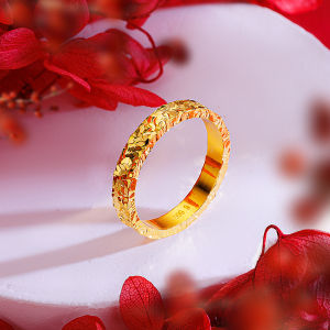 Couples Rings Gold Plated Sand Gold 999 Yellow Three-Sided Ice Breaker Narrow Face Flashing Ice Ring for Men And Women
