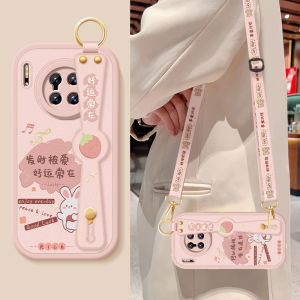Huawei Mate30 pro Silicone Leather Phone Case Crossbody Wrist Strap Womens Full Cover Anti-fall Protection Shell Couples Outer Shell