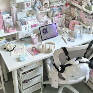 Bàn Trang Trí Nhà Dormitory Màu Trắng Kem Chống Thấm Nước Cao Cấp INS Bàn Học Sinh Bàn Học Bàn Đệm Học Tập Bàn Trang Trí Nhà