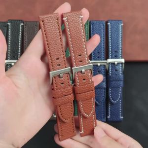 Dây Đeo Đồng Hồ Bằng Da Bê Chính Hãng 18mm-24mm Dây Đeo Màu Nâu Phổ Thông Dành Cho Nam Nữ Dây Đeo Thay Thế Có Khóa Kim Loại Cho Đồng Hồ Truyền Thống