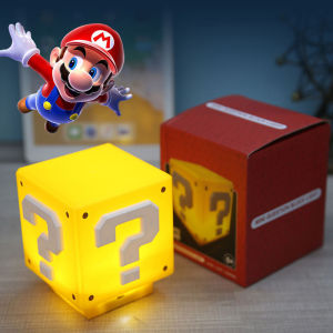 💡【Readystock】 + FREE Shipping💡Super Mario USB Charging LED Question Mark Night Light Children Night Bedroom Household Cube Table Lamp Anime Gift For Boyfriend
