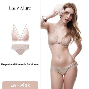 Lace See-Through Front Clasp Gather Underwear Set