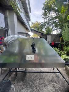 ปล่องดูดควัน รุ่นฝาชี 1 หัวเตา 2 หัวเตา + พัดลม 12” + ท่อเฟล็กซ์ 2 เมตร สังกะสีหนา 0.45 มม.