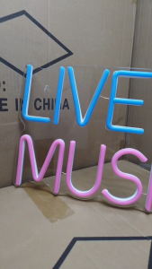 ป้ายไฟLED LIVE MUSIC ป้ายไฟหน้าร้าน เม็ดLED เเบบประหยัดไฟ ป้ายไฟอักษร ตกแต่งหน้าร้าน