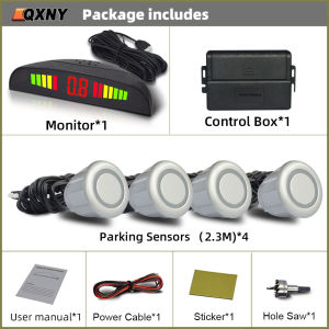 Car 4 Parking Sensors Kit Rear Backup Radar Parktronic System Reverse Assist Distance Detection Vehicle Buzzer Alarm