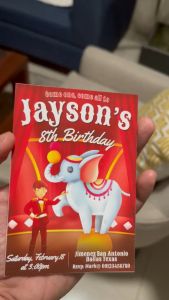 Circus Invitation Card - Boy Birthday - Carnival theme - Personalized - 5R - 3R