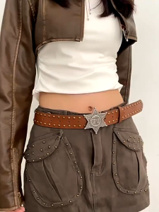 Korean-Style Versatile Belt Rivet Punk Belt Womens Fashion Belt Denim Jean Belt