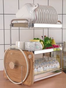 Lifinity 2/3 Tiers Dish Drying Rack 304 Stainless Steel Kitchen Storage Rack
