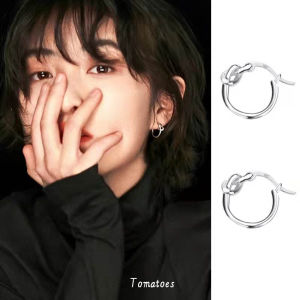 ต่างหูเงินแท้รูปวงกลมสไตล์น้องสาวถือเข็มขัดไล่หมักสำหรับผู้หญิง เครื่องประดับแฟชั่น ต่างหูแบบไม่มีหัวเข็มขัด