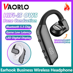 VAORLO Original OWS Air Conduction Wireless Headset Single Earhook LED Digital Display Bluetooth 5.3 Headphone Driving Business Sports Waterproof Earphone Compatible with iPhone 14 13 IOS Android For All Smartphones