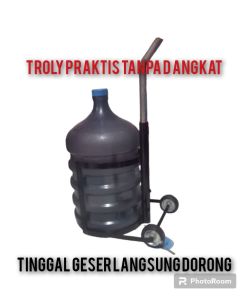 TANPA D ANGKAT TROLI GALON PRAKTIS tiang geser/RAK GALON DORONG BESI