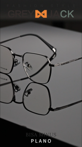 Grey Jack Kacamata Antiradiasi Blueray Alloy Model Kotak Ringan Stylish Pria Wanita Bisa Lensa Minus Antiradiasi Blueray Bluecromic 5220